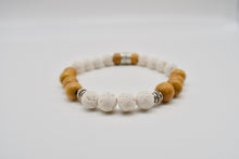 Load image into Gallery viewer, White Lava x Wood Beaded Bracelet