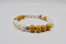 Load image into Gallery viewer, White Lava x Wood Beaded Bracelet