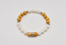 Load image into Gallery viewer, White Lava x Wood Beaded Bracelet