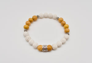 White Lava x Wood Beaded Bracelet